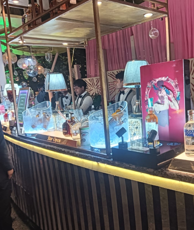 Sophisticated Bar Setup for an Elegant Wedding Celebration.