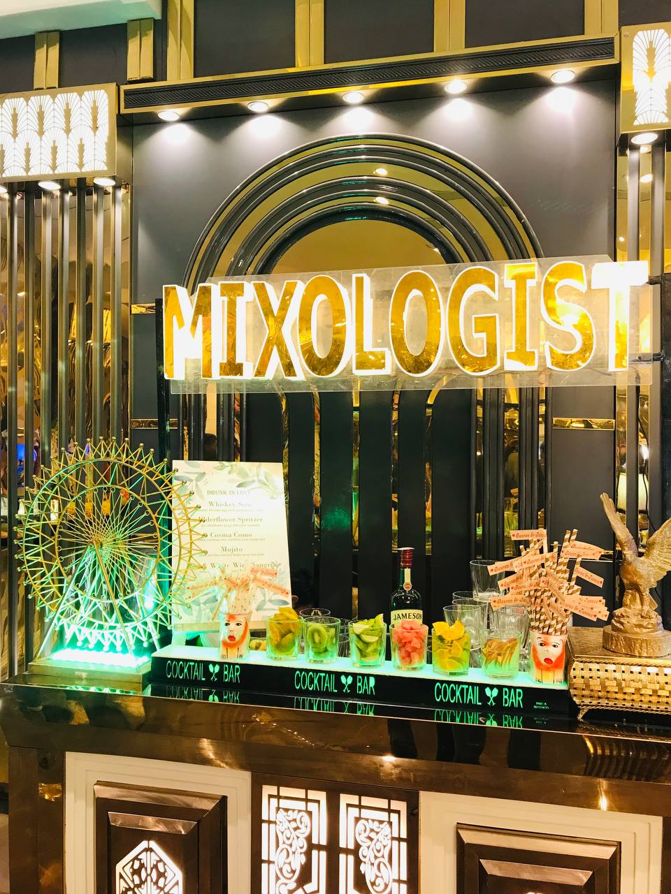 Stylish bar arrangement by Javed Bartender Services at a celebration