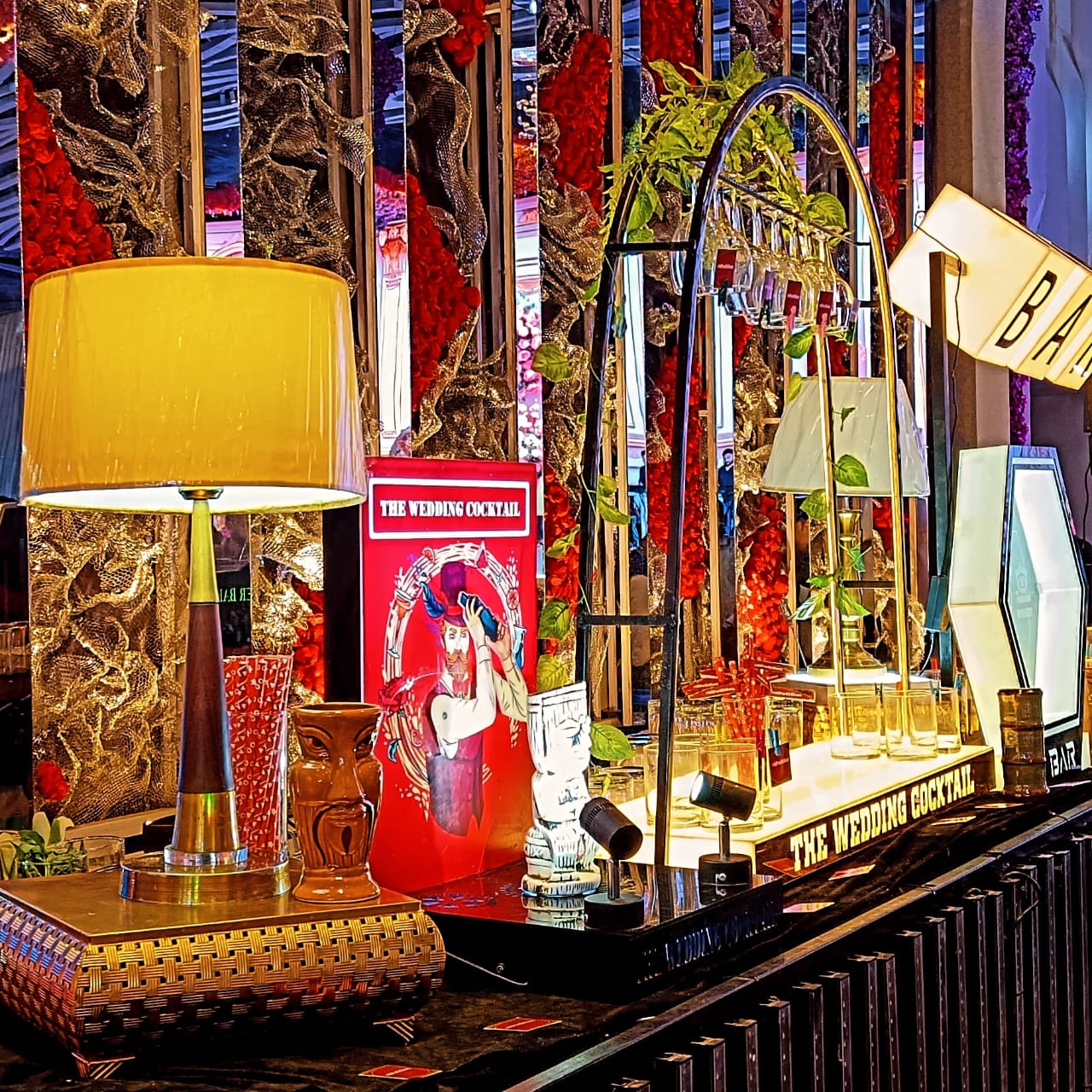 Elegant bar setup with The Bar Concept's signature drinks on display